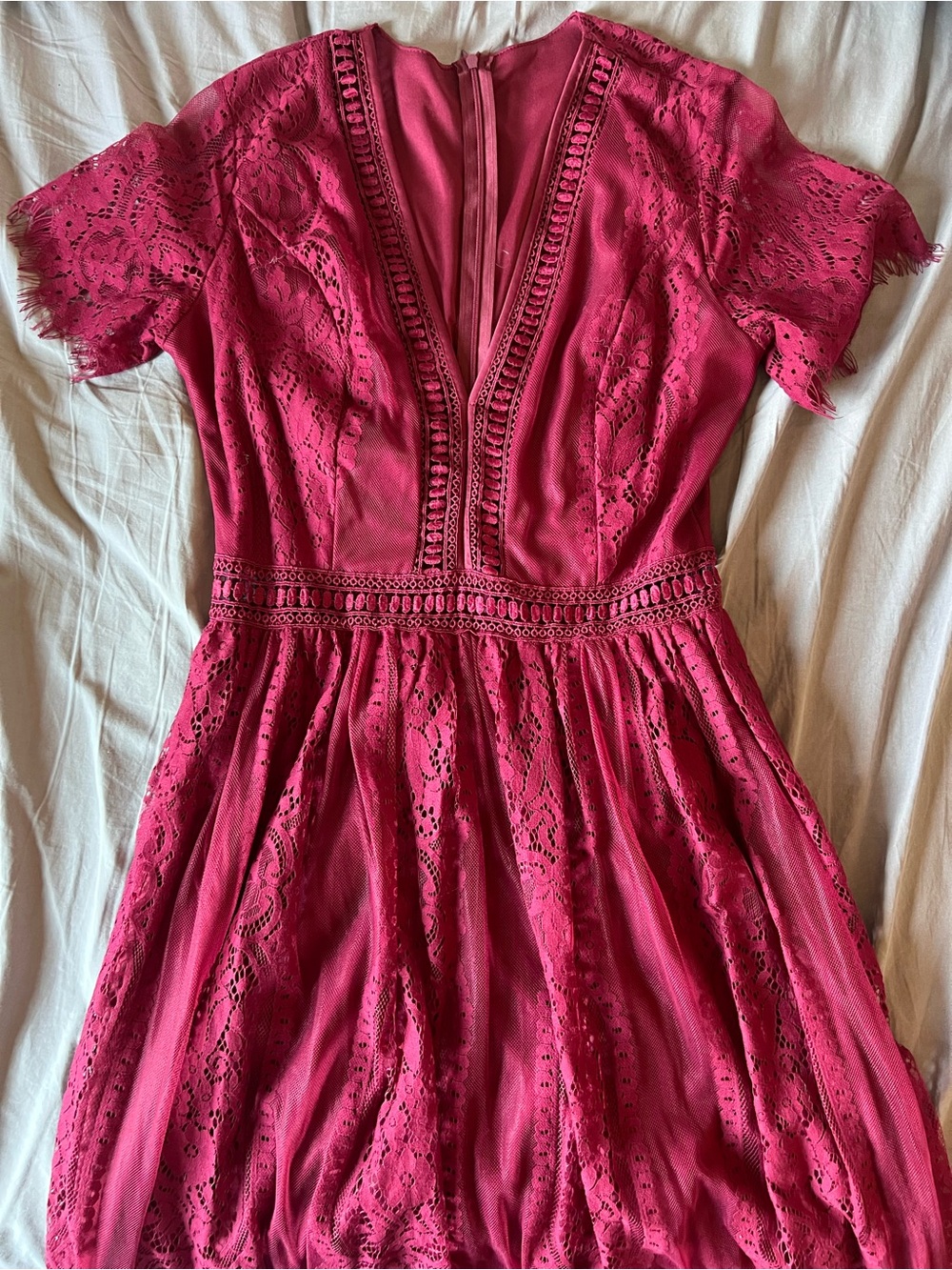 Amazon Women's Maxi Dress Pink Lace V-Neck